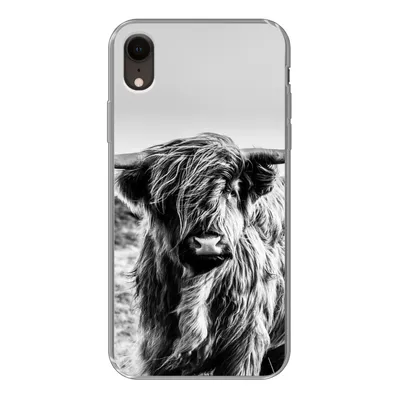 Produktbild von MuchoWow® Handyhülle Schutzhülle Hülle für iPhone XR Kuh - Schottischer Hochländer - Schwarz - Weiß - Tier - Natur - Wildtiere Silikon Softcase Handy Hülle - Schutzdeckel