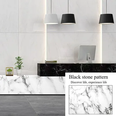 Produktbild von 1Stc selbstklebende Tapete,wasserdichte und feuchtigkeitsdicht,für Schlafzimmer/Wohnzi/Küche Dekoration Wallpaper,Schwarzes Steinmuster 60X500cm.