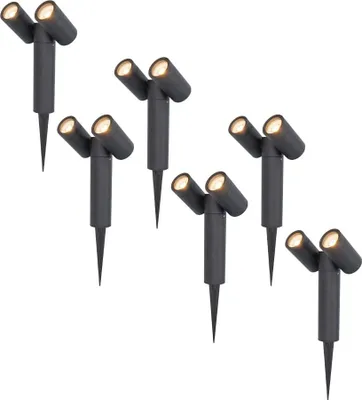 Produktbild von hoftronic LED Gartenstrahler Pinero Doppel 8W 690lm 2700K IP65 Schwarz