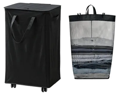 Image de Panier à linge sur roulettes avec sac à linge amovible, 75 litres