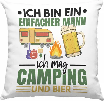 Produktbild von Trendation - Ich Bin Ein Einfacher Mann Wohnmobil Deko-Kissen mit Füllung 40x40 Geschenk Camper Wohnmobilfahrer Geschenkidee Lustig (Grau)