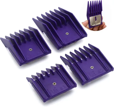 Imagen del producto de Juego de peines para cortar el cabello, de 4 piezas, de 1/8" a 1/2", para usar con tijeras y para recortar