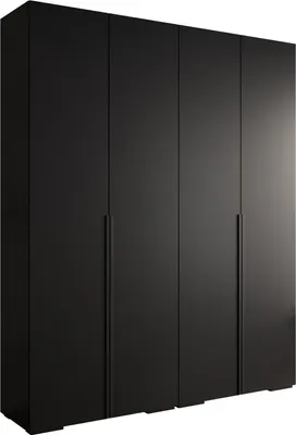 A black wardrobe with four doors.