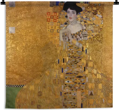 Obrázek produktu pro MuchoWow® Tapiserie Věšení na zeď Portrét Adèle Bloch-Bauerové I - Obraz, Gustav Klimt 150x150 Tapiserie dekorace Nástěnná šála