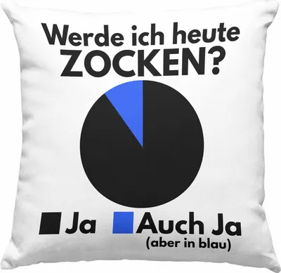 Produktbild von Trendation - Lustige Zocker Gamer Deko-Kissen mit Füllung 40x40 Geschenk Werde Ich Heute Zocken (Blau)