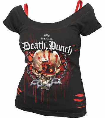 Produktbild von Five Finger Death Punch Assassin Ripped Top Black & Red M Damen T-Shirt