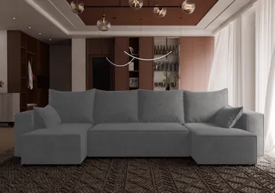 Produktbild von 4ALL HOME Ecksofa mit Schlaffunktion Tobi U 316x145 cm - Couch - Sofa mit Bettkasten - Eckcouch - L-Form - Schlafsofa - Schlafsofa mit Bettkasten Velo 633 Hellgrau
