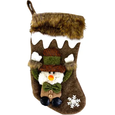 Produktbild von r 3D-Weihnachtsstrumpf – Schneemann – 34 x 17 cm – Braun