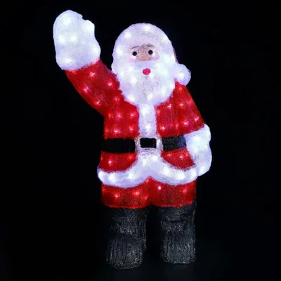 Image de ACA Décoration de Noël lumineuse en acrylique, Père Noël qui fait signe, 150 LED, blanc froid, indice de protection IP44, 30 x 27 x 60 cm, câble d'alimentation de 5 m, X08150228