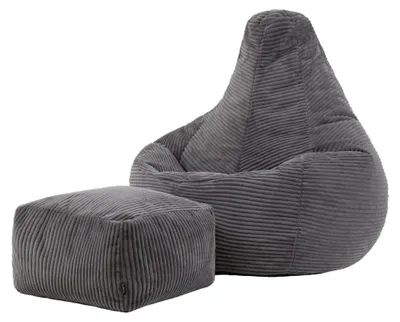 Produktbild von Icon Dalton Sitzsack Cord und Hocker mit Füllung, Grau