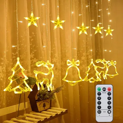 Lichtvorhang 120 LEDs Weihnachten 8 Modi Fernbedienung 3,5 m