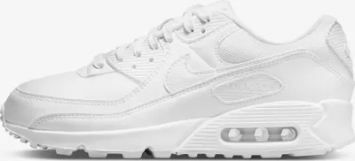 A white Nike Air Max 90 sneaker shown from the side against a white background.