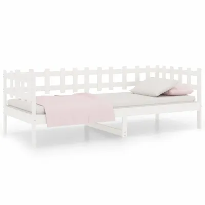 Zdjęcie produktu dla vidaXL Łóżko dzienne bez materaca białe 90x190 cm lite drewno sosnowe