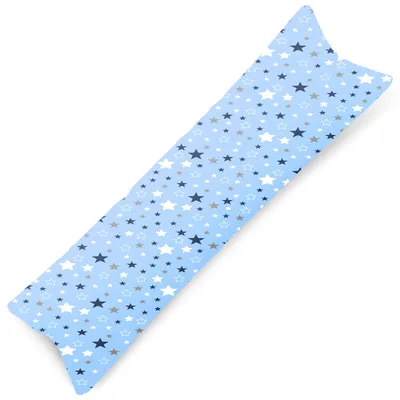 Produktbild von PinkZebra Kopfkissenbezug Seitenschlafkissen 40 x 120 cm aus 100% Baumwolle, Kissenhülle Kinder & Erwachsene, , Kissenbezug mit Reißverschluss, Blaue Sterne