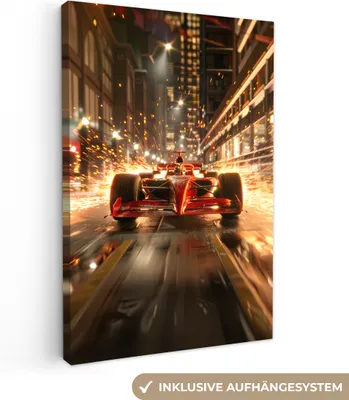 Produktbild von MuchoWow® - Leinwandbilder - Formel 1 - Auto - Rennen - Gold - Jungen, Wandbild, Wanddeko Bilder Wohnzimmer, 60x90 cm