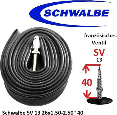 Produktbild von Schwalbe MTB Fahrrad-Schlauch SV13 26x1,5-2,5 40mm französisches Ventil 40/62-559