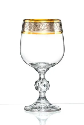 Produktbild von Weißweingläser Claudia Exclusive Kristallglas Weinglas 190 ml Gold Platin 6er Set Bohemia Crystalex