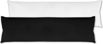 Produktbild von Seitenschläfer Kissenhülle Schwarz ca. 40x140 cm – Mikrofaser Bezug inkl. Füllkissen, waschbar, für Körperkissen, Füllkissen und Seitenschläferkissen