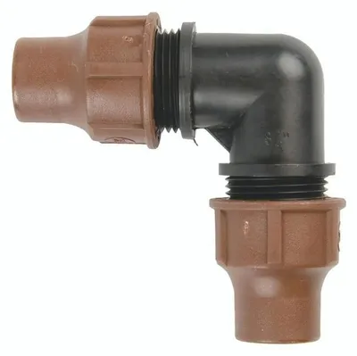 Productafbeelding van BF-22 Lock 90° bocht voor 16 mm polyethyleen buizen - bruin polypropyleen fitting