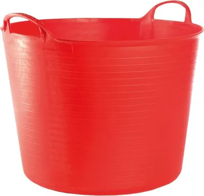 Obrázok produktu pre RED HOG Záhradný plastový kôš 42L Rukoväte Odolnosť: 120 kg Flexi Bag Kôš na bielizeň Okrúhly kontajner pre dom, záhradu, budovu, Super silný, viacúčelový, červený