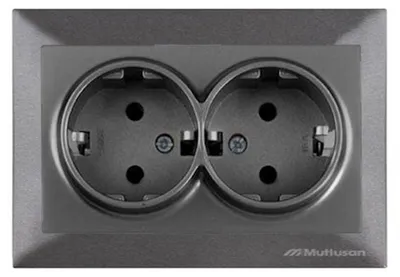 Produktbild von Doppelsteckdose Anthrazit – Rahmen Set – Unterputz – Candela Elektro