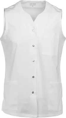 Produktbild von Damen-Kasack, ärmellos, Druckknöpfe, V-Ausschnitt, weiß, Größe XL : weiß : XL : 50% Baumwolle 50% Polyester 175 g/m²