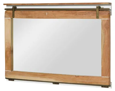 Immagine prodotto di MASSIVMOEBEL24 | Specchio da parete in legno di mango 114x6x80 laccato bianco RAILWAY #578