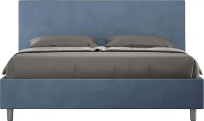 Produktbild von ITYHOME - Gepolstertes Bett mit Bettkasten 160x190 mit Mikrofaserbezug Blau Adele