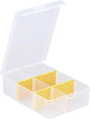 Produktbild von Allit sortierkästen mit 4 herausnehmbaren trennwänden - Transparent & gelb - Sortierboxen | Mit Deckel