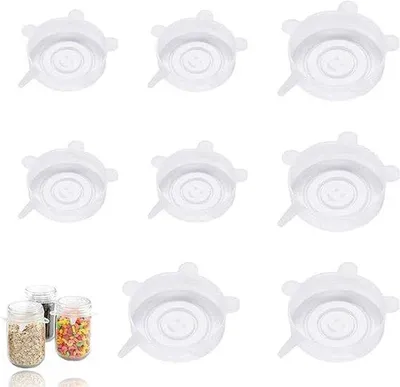 Produktbild von Famanu Silikondeckel dehnbar - transparent, 6,5/9 cm, 8 Stück