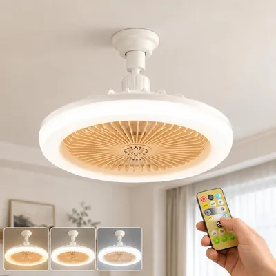 Obrázek produktu pro 30W stropní ventilátor s osvětlením, 3 barevné teploty, stmívatelný, 3 rychlosti, dálkové ovládání, časovač, stropní svítidlo s ventilátorem, oranžové