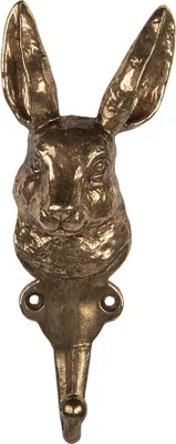 Produktbild von Clayre & Eef Wandhaken Kaninchen 7x4x18 cm Goldfarbig Metall