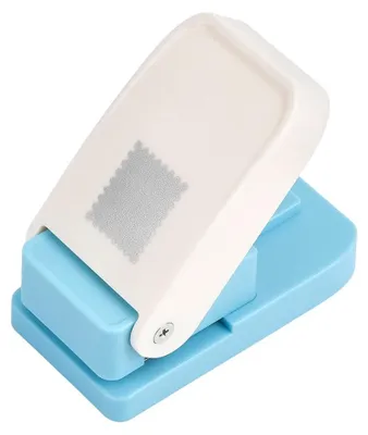 Rechteckiges Poststempel-Stanzwerkzeug, himmelblau, Metall-Kunststoff, 92,5 mm