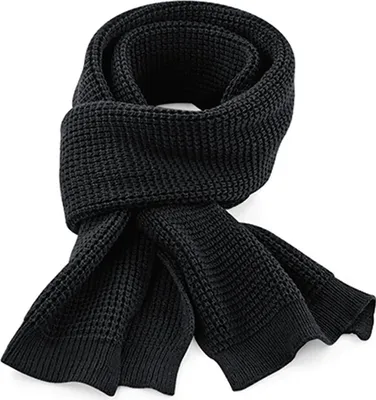 Immagine prodotto di Beechfield B424 | Sciarpa classica in maglia Waffle - Sciarpa da donna - Colore: Nero - Taglia: Unica