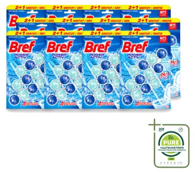 Produktbild von 12 x Bref Power Aktiv Toilettenstein Ocean - 3 x 50 g - Großpackung - 12 Stücke