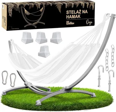 Produktbild von Hängemattengestell - Grau - Zusammenklappbar - Hängemattenständer Für Garten & Balkon - Maximale Belastung 250 kg - Metall Massives Gestell - Witterungsbeständig - Einfache Montage