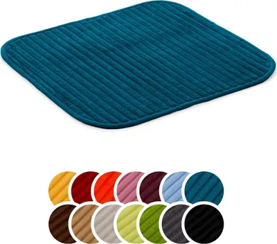Produktbild von liebling Badteppich mit Anti-Rutsch-Beschichtung aus PVC Noppen, Cord-Optik, 100% Polyester, 50 x 45 cm, Fußbodenheizung geeignet, petrol