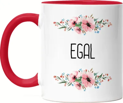 Produktbild von Tasse Rot mit Spruch Egal lustig sarkastisch humorvoll Tasse mit Blumen Motiv Geschenk