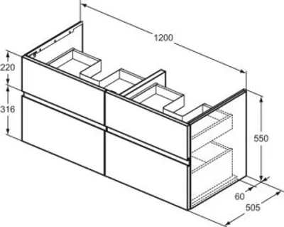 Produktbild von Ideal Standard E3399Y1 Möbeldoppel-WT-Unterschrank Finesse