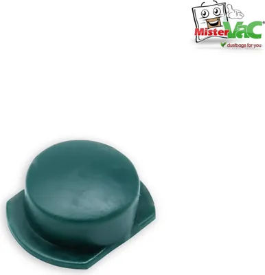 A green button-like object is shown in the foreground, with a logo in the top right corner.