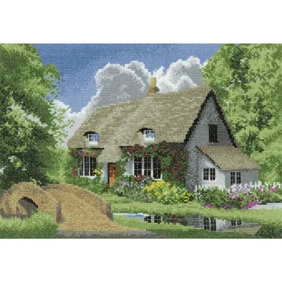 Produktbild von Heritage Kreuzstich Set Aida "Sommerhaus", Zählmuster, JCSU1625-A, 31x22cm
