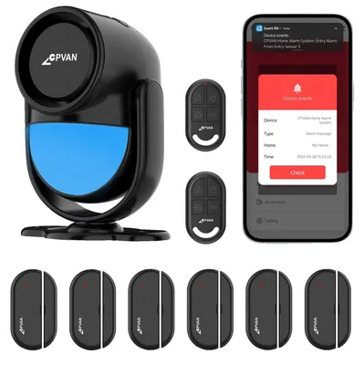 Obrázek produktu pro Inteligentní alarmový systém, alarm 120 dB, pohybové a dveřní senzory, sada D černá