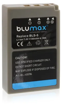Produktbild von 2x Blumax Akku | für Olympus BLS-5 BLS-50 Digitalkamera | Kapazität 1100mAh |Spannung 7,2Volt | Video- und Kamerazubehör
