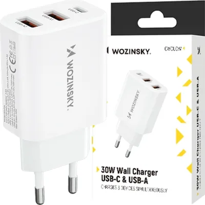 Image de Wozinsky Cwcucw Chargeur secteur 30W Usb-C / 2 X Usb-A - Blanc