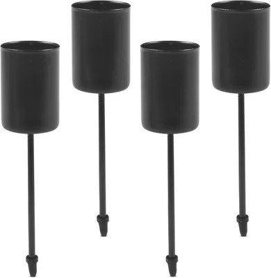 Produktbild von Adventskranz-Kerzenhalter, 4 Stück, schwarzes Kerzenhalter-Set, Metall-Kerzenhalter, Stiftkerzenhalter, Kerzenständer, Vintage-Kerzenständer