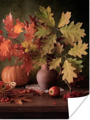 Produktbild von MuchoWow® Poster Stilleben - Kürbis - Blätter - Apfel - Kirsche - Herbst 30x40 cm - Wandplakat - Poster Kinderzimmer