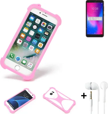 Produktbild von K-S-Trade Bumper + Kopfhörer kompatibel mit ZTE Blade A3 2020 Handy Hülle Schutzhülle Silikon Schutz Hülle Cover Case Silikoncase Silikonbumper