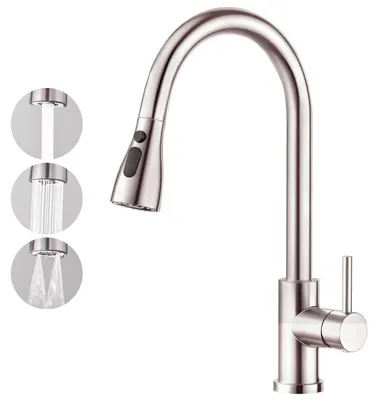 Obrázok produktu pre Kúpeľňová batéria, výsuvná, nerezová oceľ, brúsený povrch, 3 funkcie