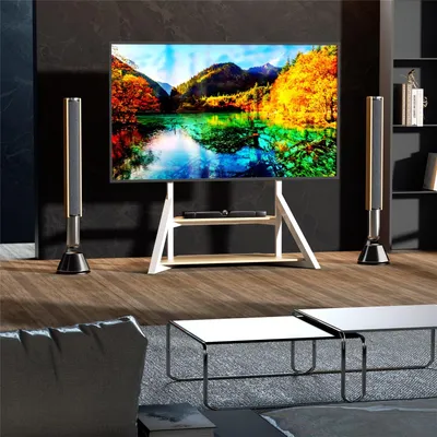 Productafbeelding van TV Standaard – Universele Vloerstandaard voor Schermen van 65 tot 100 Inch – Met Opbergruimte