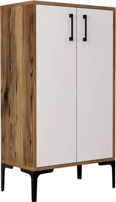 Produktbild von Schuhschrank Dmarrull, Schuhregal, Mehrzweck-Eingangsgarderobe, Möbel für Schuhe, 60x35h111 cm, Walnuss und Weiß